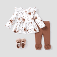 thumbnail image 1 of PatPat Baby Girl Clothes 2PCS Sweet Big Flower Flutter Sleeve Set, 1 of 2