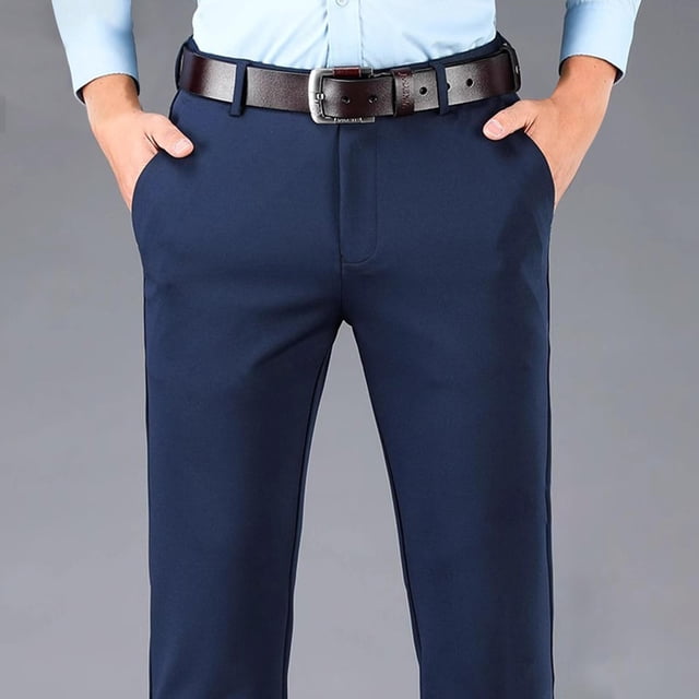 Chbgutlmr Dress Pants for Men Button High Waist Solid Color Suit Pants Formal Work Office Trousers Pockets