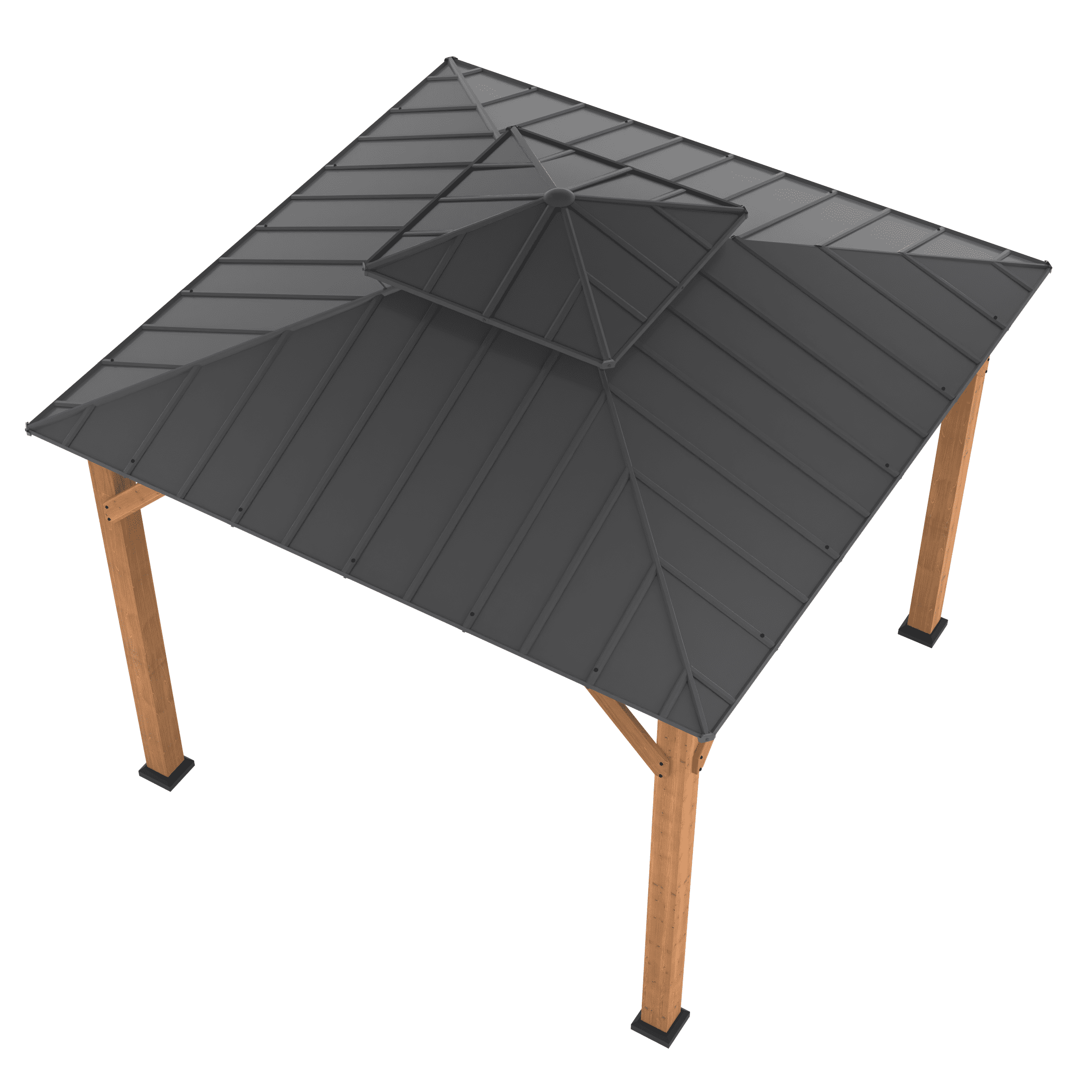 Abri de jardin carré en cèdre à toit rigide HOMETRENDS, 3,3 m x 3,3 m, noir