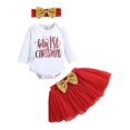 thumbnail image 1 of Xingqing 3PCS Christmas Bébé Baby Girls Lettres Impression Manches Longues O-Cou Jupe Fil Rouge, 1 of 10