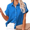 thumbnail image 4 of DPTALR Women's Tops Solid Button Shirt Female V-Neck Loose T-shirt Blouse Tops, 4 of 7