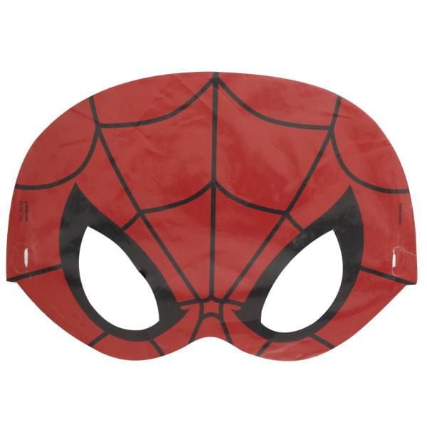 Spiderman Masques de Fête, 8 Unités avec des Masques en Papier Rouges avec des Motifs de Toile Noire et de Grandes Découpes d'Oeil Blanches Esquissées en Noir, Taille Unique - Convient à la Plupart avec des Bandes Élastiques pour un Ajustement Sécurisé, Idéal pour les Fêtes d'Anniversaire à Thème Spiderman Ou d'Halloween et l'Utilisation en Photomaton.