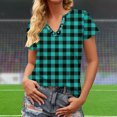 thumbnail image 4 of Liquidation d'Économies! Hauts pour Femmes Grande Taille, Blouse d'Été à Manches Courtes pour Femmes, T-shirt Blouse à Col Rond à Boutons Imprimé à Manches Courtes pour Femmes, 4 of 5