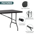 thumbnail image 3 of FDW Table à Manger d'Extérieur de 6 Pieds, Table Pliante Portable Rectangulaire en Plastique avec Poignée de Transport Intégrée pour Fête et Mariage, Noir Ratten, 3 of 7