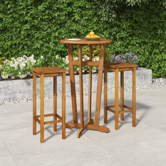 vidaXL Ensemble de Bar de Jardin 3 Pcs Bois Massif Acacia