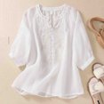 thumbnail image 2 of Birdeem Womens V-Neck Printed Loose Shirt with Three Quarter Sleeves Top, 2 of 12