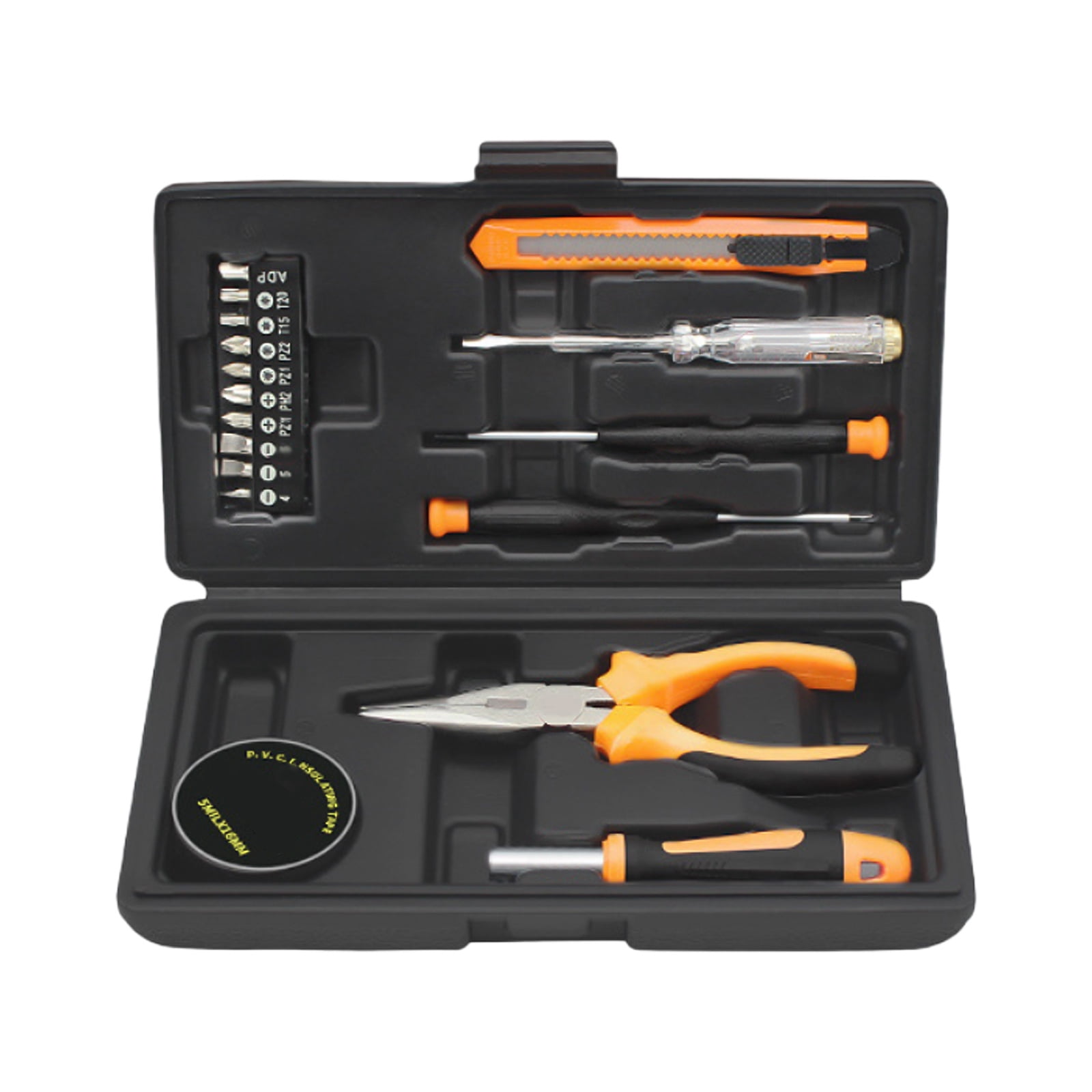 Amdohai 18-Piece Tool Set General Household Hand Tool Kit for Men Women Home Automobile Repair with Plastic Toolbox Storage Case Orange
