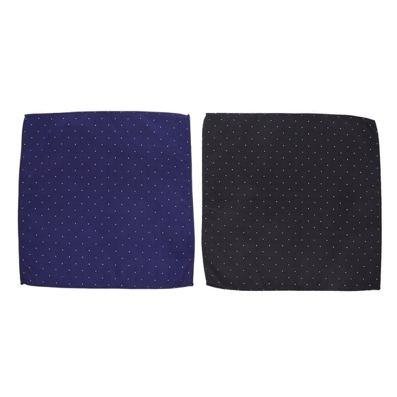 Miangastore Men Accessories Fashion Black Polyester Silk 2Pcs 9.4X9.4X0.4In