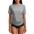 thumbnail image 2 of Neewe Women's Rash Guard UPF 50+ Ruched Swim Shirt Round Neck Short Sleeve Performance Top S-XXL, 2 of 8