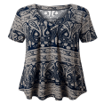 thumbnail image 1 of Woman Plus Size Short Sleeve Floral Blouses Henley T-Shirts V Neck Button Tunic Tops  M-4xl, 1 of 4