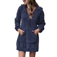 thumbnail image 1 of TJAZFJPA Robes de Soirée pour Femmes Robe Décontractée Unie à Capuche Ample avec Fermeture Éclair Poche Chandail Col en V Robe Chandail Mini Robe Fraise Robe de Maternité Rouge, 1 of 5