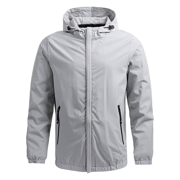 Pisexur Men's Coats Fashion Loose Windbreaker Jackets for Men Zip Up Hooded Bomber Jacket Casual Lightweight Trench Coat Plus Size Windproof Outwear Solid Color Trench Coats M-5XL
