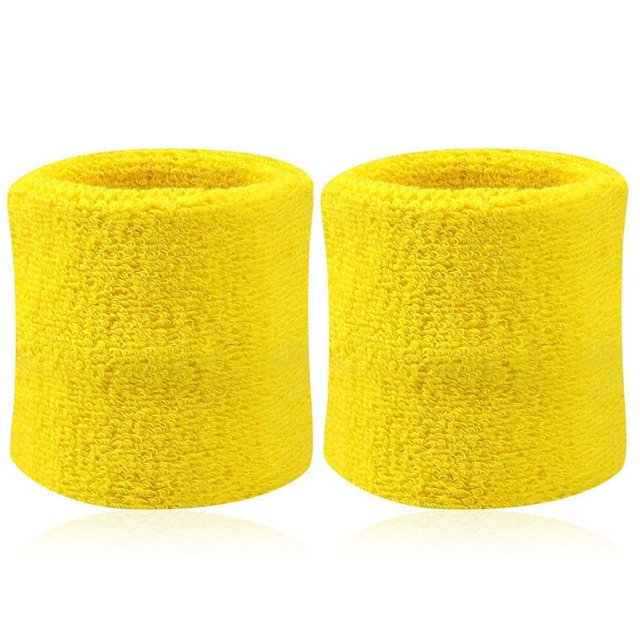 CUITING 2Pcs Sports Wristband Solid Color Absorbent Cotton Breathable Quick Dry Sweatband for Tennis