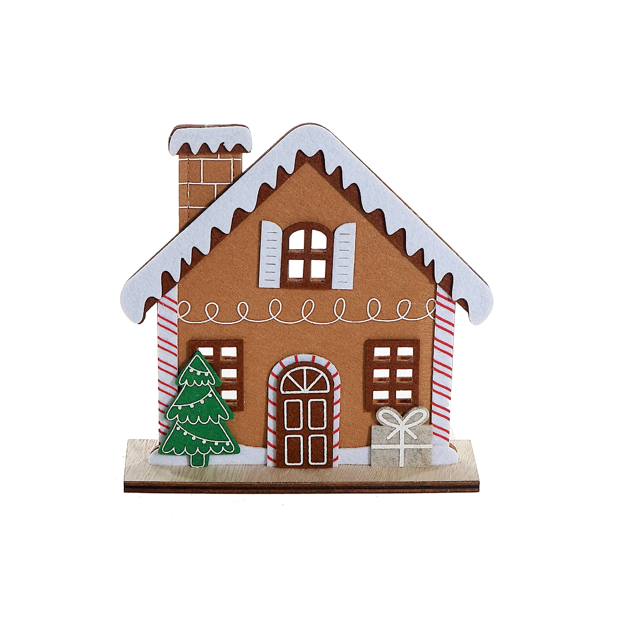 Maison En Pain DÉpices En Feutre Sur Socle En Bois - Lot De 2