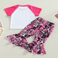 thumbnail image 2 of Petit Bébé Fille Manches Courtes Col Rond Lettres Imprimées T-shirt avec Bottes Imprimé Pantalon Flare, 2 of 6
