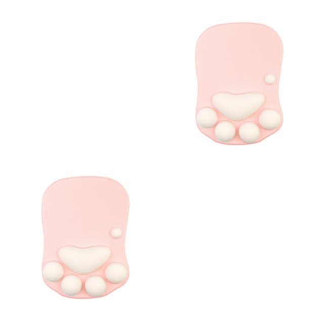relayinert Stylish Cat Paw Gaming Mouse Mat Wrist Protection Non-slide Base Safe Cute DS-002 pink 2Set