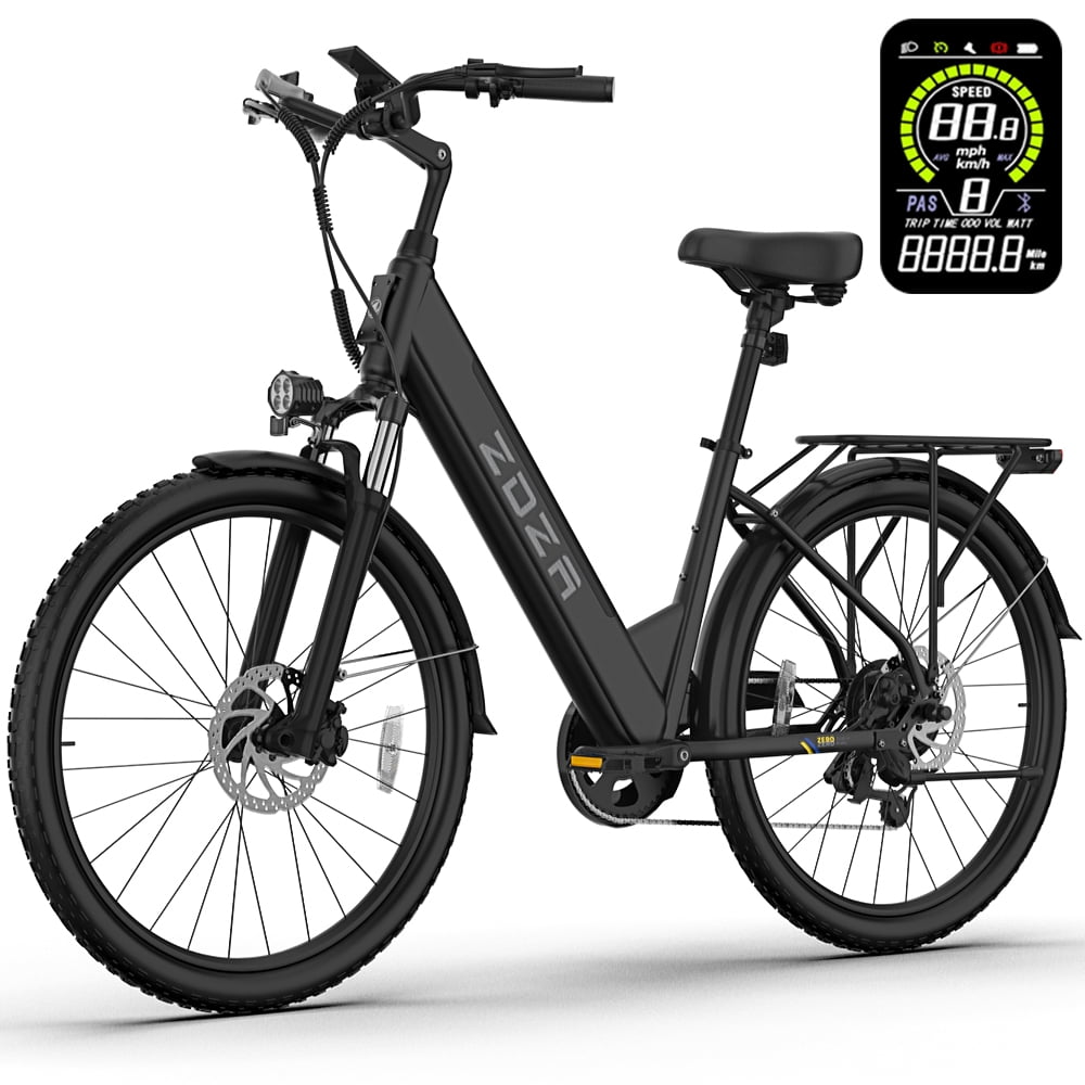 ZDZA Electric Bike for Adults 26”, 750W Peak Motor 35KM/H Ebike for Woman, 48V Battery, 7 Speed Step-thru with Rear Shelf UL2849