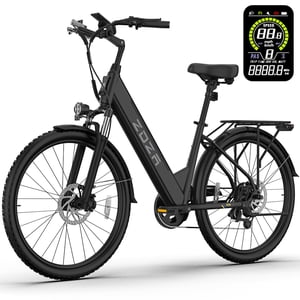 ZDZA Vélo électrique pour adultes 26”, 750W Moteur de pointe 35KM/H Ébike pour femme, 48V Batterie, 7 Speed Step-thru avec plateau arrière UL2849