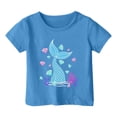 thumbnail image 3 of T-shirts pour Filles, Imprimé Graphique Océan Mignon, Manches Courtes, Hauts Amples, Bleu 3-4 Ans, 3 of 3