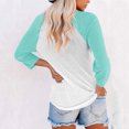 thumbnail image 3 of BVOFAR Hauts pour Femmes à Manches 3/4 à Col Ras du Cou Blouses à Blocs de Couleur Mode Chemises Raglan Décontractées Coupe Ample 2025, 3 of 7