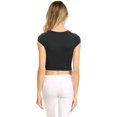 thumbnail image 2 of NYL Womens Basic Short Sleeve Scoop Neck Crop Top - USA, Large, Olive, 2 of 4