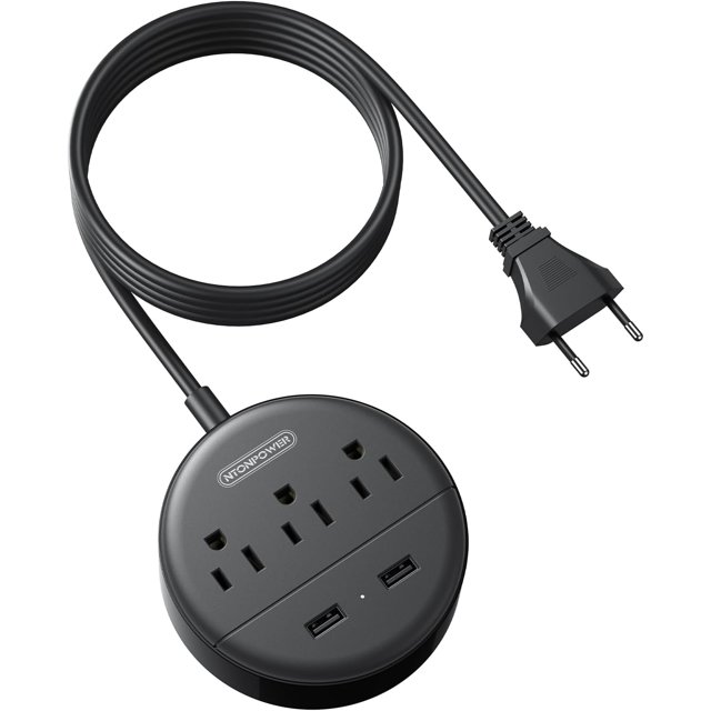 European Travel Plug Adapter, US to European Plug Adapter with 3 American Outlets & 2 USB International Power Adapter,Europe Travel Essentials Type C for Europe Travel