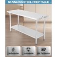 thumbnail image 3 of 60x24 In NSF Stainless Steel Work Table with Adjustable Undershelf and Detachable Trash Bag Holder Heavy Duty Commercial Prep Table for Kitchen Home Restaurant, 3 of 8