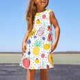 thumbnail image 2 of PMVFHDE Robe Fille pour l'Été Mode Fille Mignonne Printemps et Été Imprimée Col Rond Sans Manches Robe Décontractée (5), Jaune, 3-4, 2 of 5