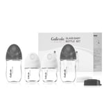 Gulicola Ensemble de biberons en verre naturel 4 Pack, Bouteilles d'allaitement pour nouveau-né avec tétons à flux lent, 0 Mois+, 3 oz & 5 oz - Noir/blanc