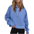 thumbnail image 1 of Half Zip Sweatshirt Women Plus Size Fleece Cropped Hoodies Pullover Fall Winter Warm Tops, 1 of 5