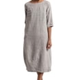 thumbnail image 1 of Innerwin Robe Midi Simple Robes pour Femmes Plage Col Rond Confortable Gris P, 1 of 4
