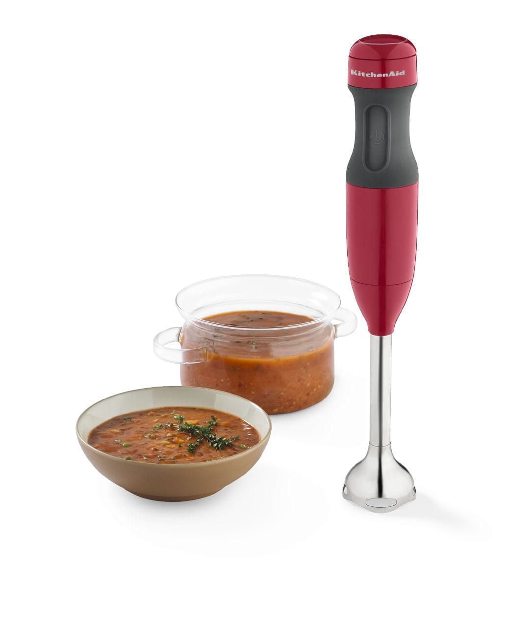 Mélangeur à main câblé à 2 vitesses rouge empire avec pichet mélangeur et couvercle KitchenAid, KHB1231ER