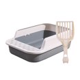 thumbnail image 3 of Bac à Litière pour Chat Robuste Semi-Fermé Bac à Sable pour Chat Anti-Éclaboussures Blanc et Gris, 3 of 9