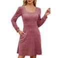 thumbnail image 1 of TJAZFJPA Robes de Vacances Robe Pull en Tricot pour Femmes avec Poches Col Carré Manches Longues Robes Grande Taille Robes Formelles pour Femmes, 1 of 9