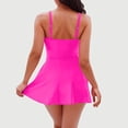 thumbnail image 5 of TIMIFIS Robe Maillot de Bain pour Femmes une Pièce Robe de Bain Été Bain de Soleil Maillot de Bain Couleur Unie Mode Planche Volleyball Activité Maillot de Bain, 5 of 5