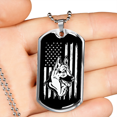 thumbnail image 2 of Collier de Drapeau Allemand Berger US en Acier Inoxydable Ou 18k or Chien Tag 24" Chaîne, 2 of 8