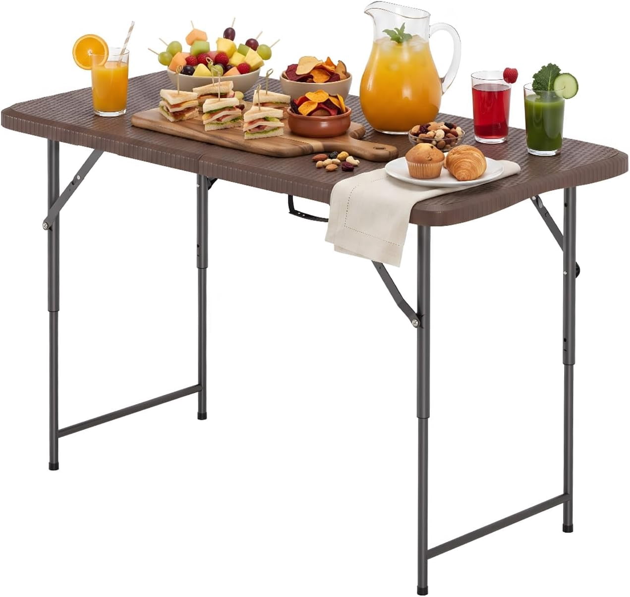 FDW 4 FT Picnic Table Folding Table Plastic Table,Ratten