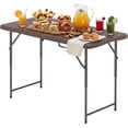 thumbnail image 1 of FDW 4 FT Picnic Table Folding Table Plastic Table,Ratten, 1 of 7
