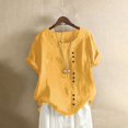 thumbnail image 2 of WEIYLL T-Shirt Women Plus Size Linen Loose Tunic Breathable Boho Solid Gold Blouse Sizes M, 2 of 3