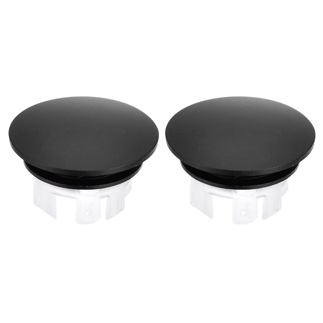 Unique Bargains Lot de 2 22,5mm Couvercle de Débordement d'Évier Insert de Trou d'Anneau dans des Capuchons Ronds Noir