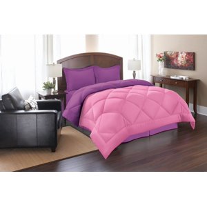 Elegant Comfort All Season Goose Down Alternative Reversible 3-Piece Comforter Set- Available in and Colors , King/Cal King, Pink/Purple
