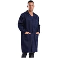 thumbnail image 2 of Jizyo Unisex Mens Womens Long Sleeve Dustproof Lab Jacket Resistant Work Coat Workshop Uniform Navy Blue 175, 2 of 6