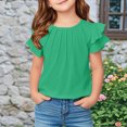 thumbnail image 2 of Yanlir 2025 Chemises d'Été pour Enfants Manches Raglan T-Shirt Graphique à Manches Courtes Haut à Col Rond T-Shirt pour Filles Tee Ample Décontracté Hauts (Vert#1, 5 Ans), 2 of 7