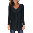 thumbnail image 1 of FAIWAD Tunique Basique pour Femmes Manches Longues Col Rond Blouse Boutonnée Décontractée Plissée Ample, 1 of 6