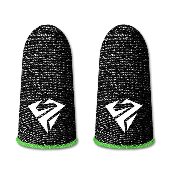 spellwife 10 Pieces Mobile Phone Gaming Fingertip Sleeves Sensitive Sweatproof Anti-slip Gloves Anti-fingerprint Ultrathin Fiber Covers Green Type 2
