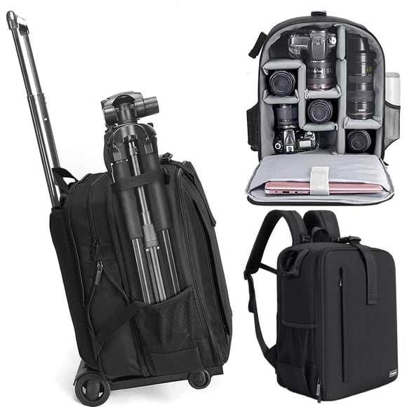 Cwatcun Camera Backpack Bag with Tripod Holder Anti-Theft Waterproof Camera Bag with 15.6' Laptop Compartment Fit for Canon Nikon Sony DSLR