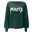 thumbnail image 4 of WUANDIXFA Chandail pour Femmes Chandails d'Automne pour Femmes Noël Automne Hiver Manches Longues Col Rond Haut Festif Chandails à Enfiler pour Femmes Vert Foncé,S, 4 of 6
