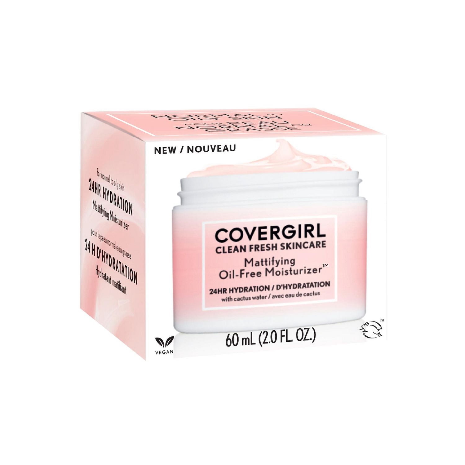 COVERGIRL Clean Fresh Skincare Hydratant Matifiant Sans Huile, Hydratant pour le Visage Matifiant Formulé avec Eau de Cactus, 100 % Végane & Sans Cruauté