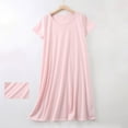 thumbnail image 2 of Yuyuzo Chemises de Nuit pour Femmes à Manches Courtes, Robes de Détente et de Sommeil, Amples, Basiques, Unies, Col Ras du Cou, T-Shirts Confortables, Nuisette, 2 of 6