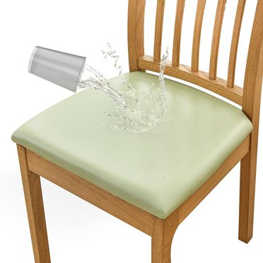 Nvzi Waterproof PU Leather Seat Covers for Dining Chairs, 2 Pack Dining Room Chair Seat Covers, Kitchen Chair Seat Covers Protectors 14.17-18.89inch (Green)